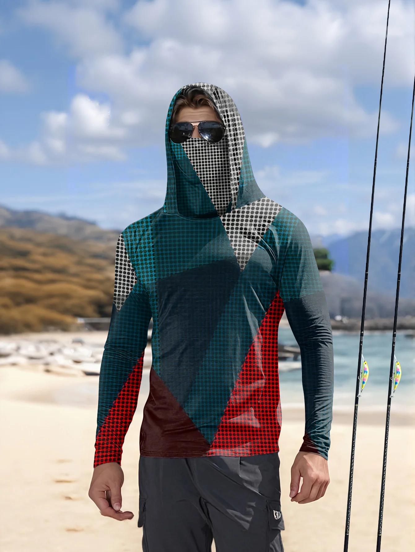 Fishing Shirt Uv Protection - هودي صيد للرجال بأكمام طويلة، ملابس